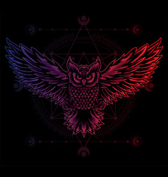 Flying Owl Bird Gradient Color