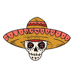 Sugar Skull With Hat Color-stroke