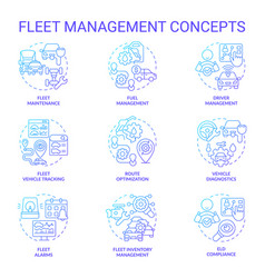 Fleet Management Blue Gradient Concept Icons