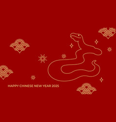 Happy Chinese New Year 2025 Card Snake Line