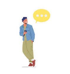 Man With Mobile Phone And Speech Bubble Cellphone