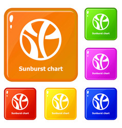 Sunburst Chart Icons Set Color