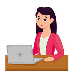 Woman Using Laptop Elearning