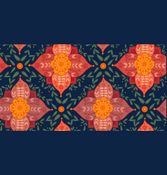 Tiled Seamless Floral Pattern With Folk