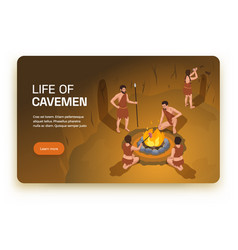 Cavemen Life Isometric Banner