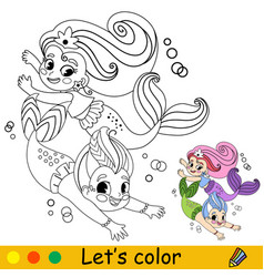 Kids Coloring Little Mermaid Twins