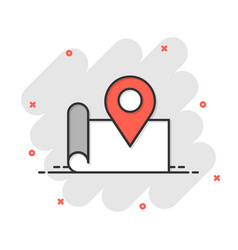 Cartoon pin on the map icon in comic style map Vector Image
