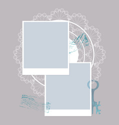 Photobook Collage Frame Lace Key Stamp