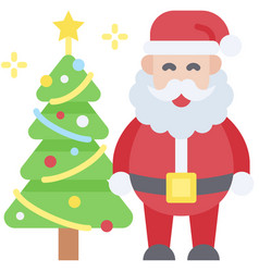 Santa Claus With Christmas Tree Icon Christmas