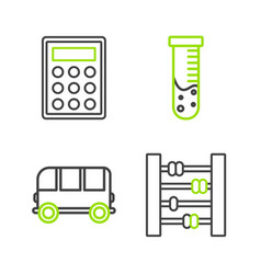 Set Line Abacus School Bus Test Tube And Flask