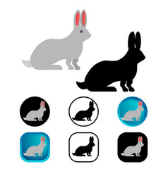 Flat Rabbit Animal Icon Collection