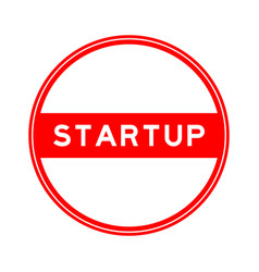 Red Color Round Seal Sticker In Word Startup