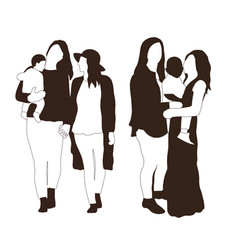 Silhouettes Of Four Women With A Baby In Their Arm