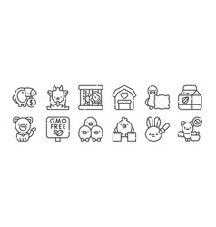 12 Set Linear Animal Welfare Icons Thin