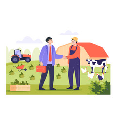 Farmer And Businessman Shaking Hands Flat