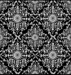 Monochrome Floral Pattern With Folk