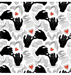 Pinky Promise Seamless Pattern Black Silhouette