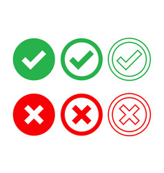 Set Of Cross Mark And Check Mark Icons