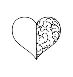 Mental Health Concept Heart With Half Brain Icon