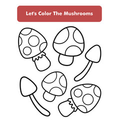 Mushrooms Coloring Book Page In Letter Page Size