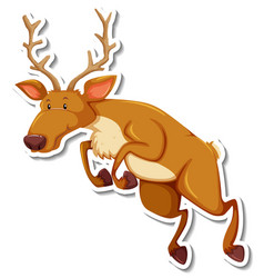 Deer Leaping Cartoon Character Sticker