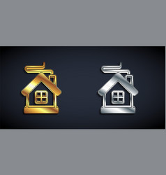 Gold And Silver Merry Christmas House Icon