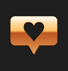 Gold Like And Heart Icon Isolated On Black