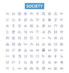 Society Line Icons Signs Set Community