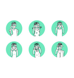 Stressed People Circle Icons Set Stress Emotion