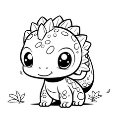 Cute Baby Dinosaur Coloring Page Isolated