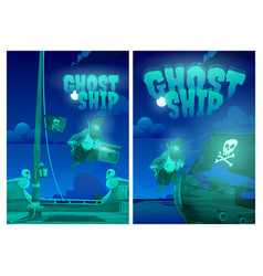 Ghost Ship Posters With Pirate And Treasure Chest