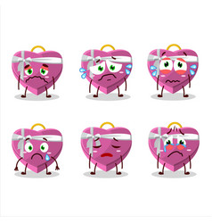 Pink Love Gift Box Cartoon Character With Sad