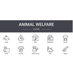 Animal Welfare Concept Line Icons Set Contains