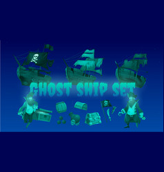 Ghost Ship Set With Pirate And Treasure Chest