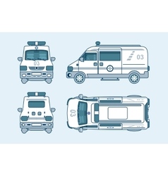 Ambulance Car Top Front Side Back View Line