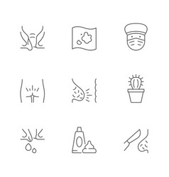 Set Line Icons Hemorrhoid