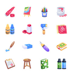 Set Of School Stationery 2d Icons