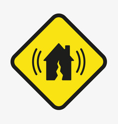 Symbol Of Earthquake Warning Yellow Sign