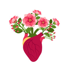 Anatomical Pink Doodle Heart With Flowers