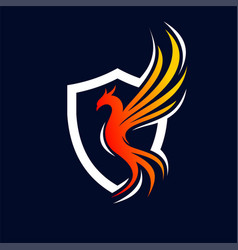 Phoenix Logo With Shield Concept