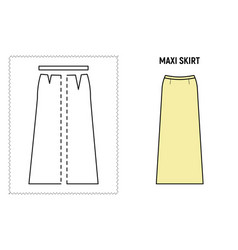 Women Maxi Skirt Pattern Technical Drawing