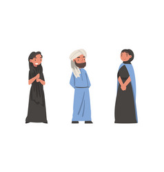 Arab Man And Woman Standing In Traditional Muslim