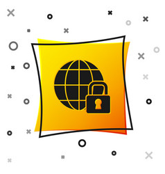 Black Global Lockdown - Locked Globe Icon Isolated