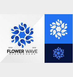 Blue Flower Wave Logo Design