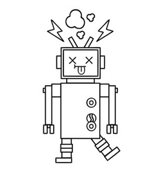 Line Drawing Cartoon Robot Malfunction