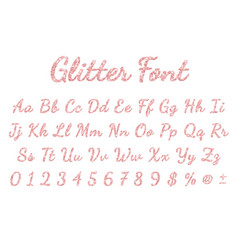 Rose Gold Glitter Font In White Background