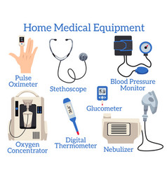 Set Of Home Medical Equipment With Titles Flat