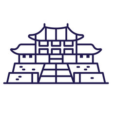 Asian Castle Or Palace Icon In Line Art