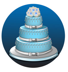 Three Tier Light Blue Wedding Cake