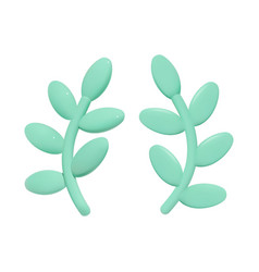 Two Simple Green Twigs With Oval Leaves